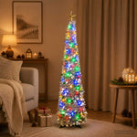 Pop-up LED-es karácsonyfa csúcsdísszel 150 cm 50 LED PET Ezüst 3