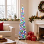 Pop-up LED-es karácsonyfa csúcsdísszel 150 cm 50 LED PET Ezüst