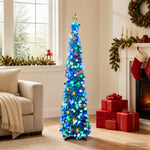 Pop-up LED-es karácsonyfa csúcsdísszel 120 cm 50 LED PET Kék