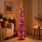 Pop-up LED-es karácsonyfa csúcsdísszel 150 cm 50 LED PET Piros