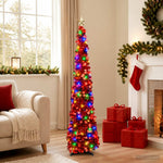 Pop-up LED-es karácsonyfa csúcsdísszel 150 cm 50 LED PET Piros 3