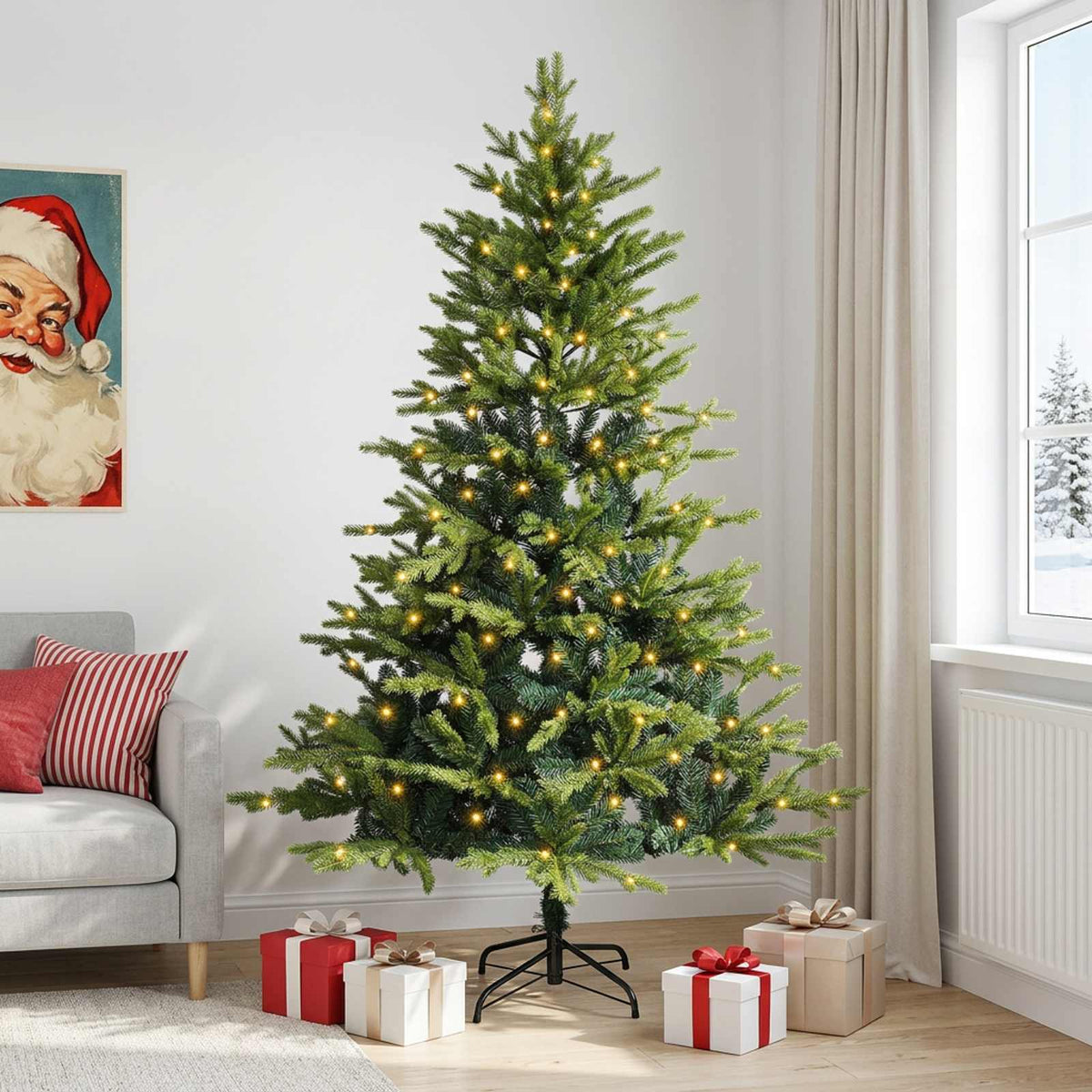 Műanyag Hajtogatós Karácsonyfa 180 cm 300 LED Meleg fehér 3