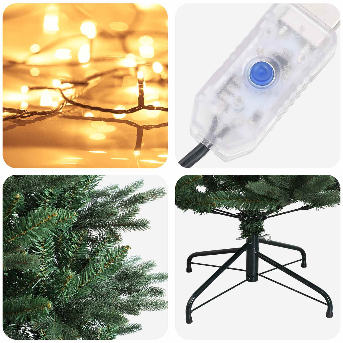 Műanyag Hajtogatós Karácsonyfa 120 cm 150 LED Meleg fehér 7