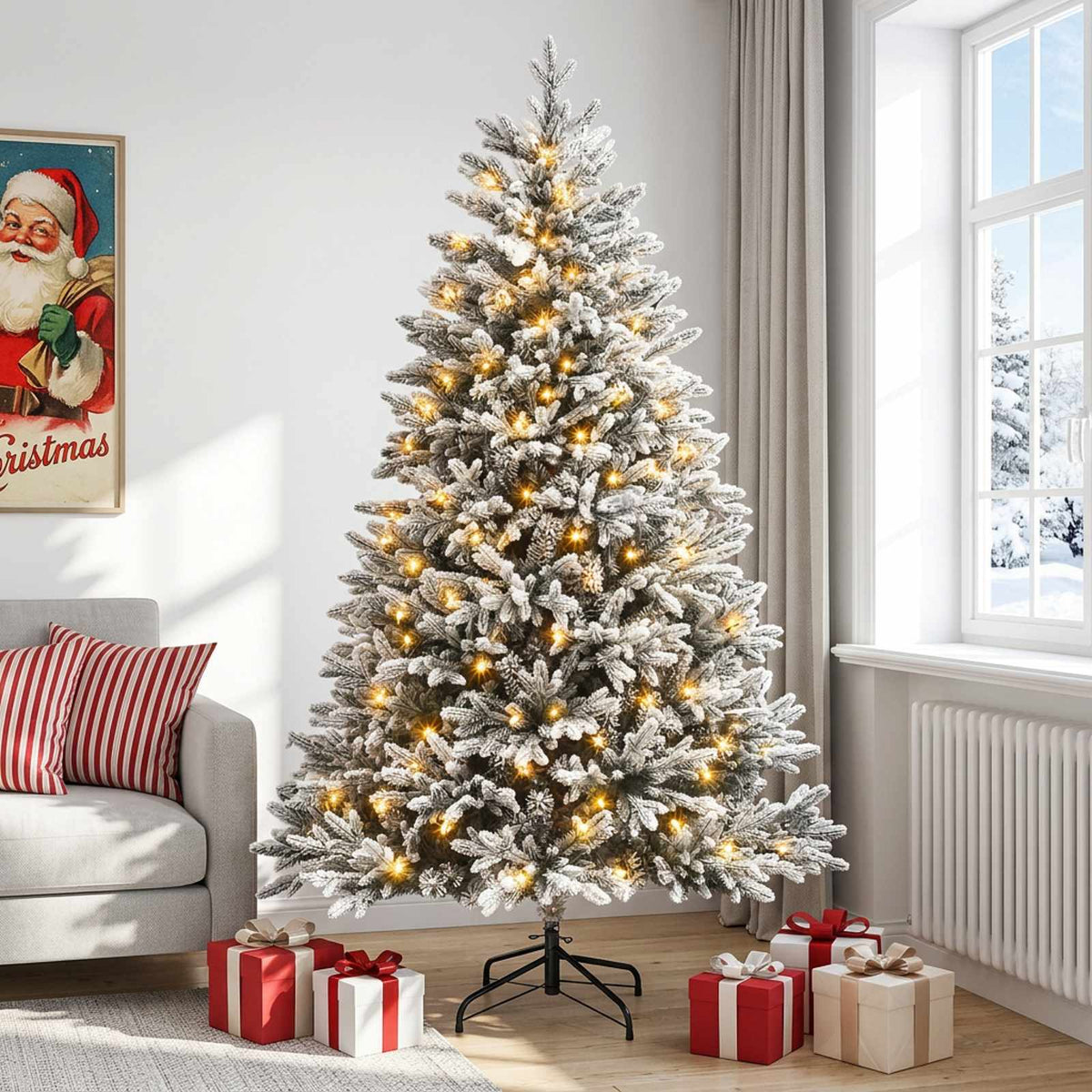 Műanyag Hajtogatós Karácsonyfa 240 cm 300 LED Meleg fehér 3