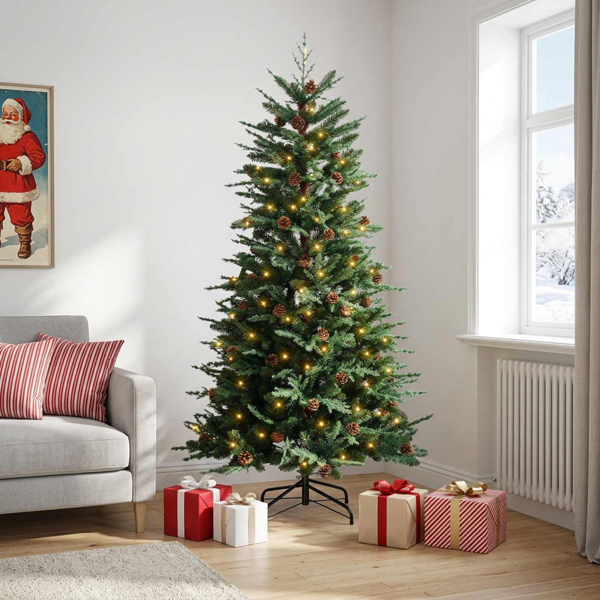 Műanyag Hajtogatós Karácsonyfa 150 cm 150 LED Meleg fehér 3