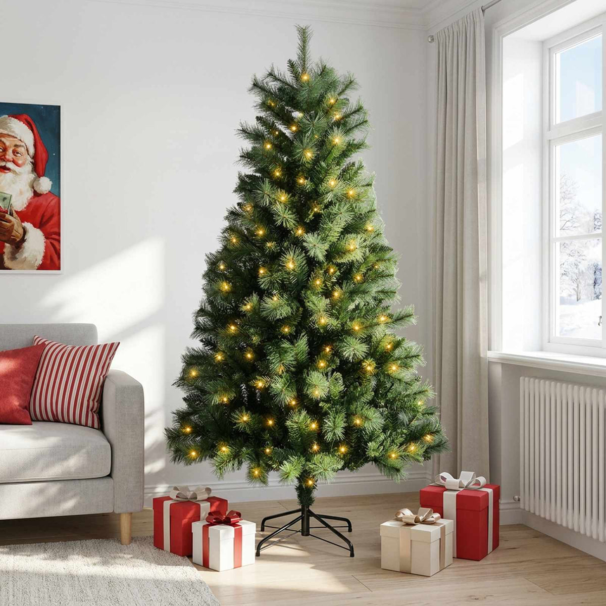 Műanyag Hajtogatós Karácsonyfa 180 cm 300 LED Meleg fehér 3