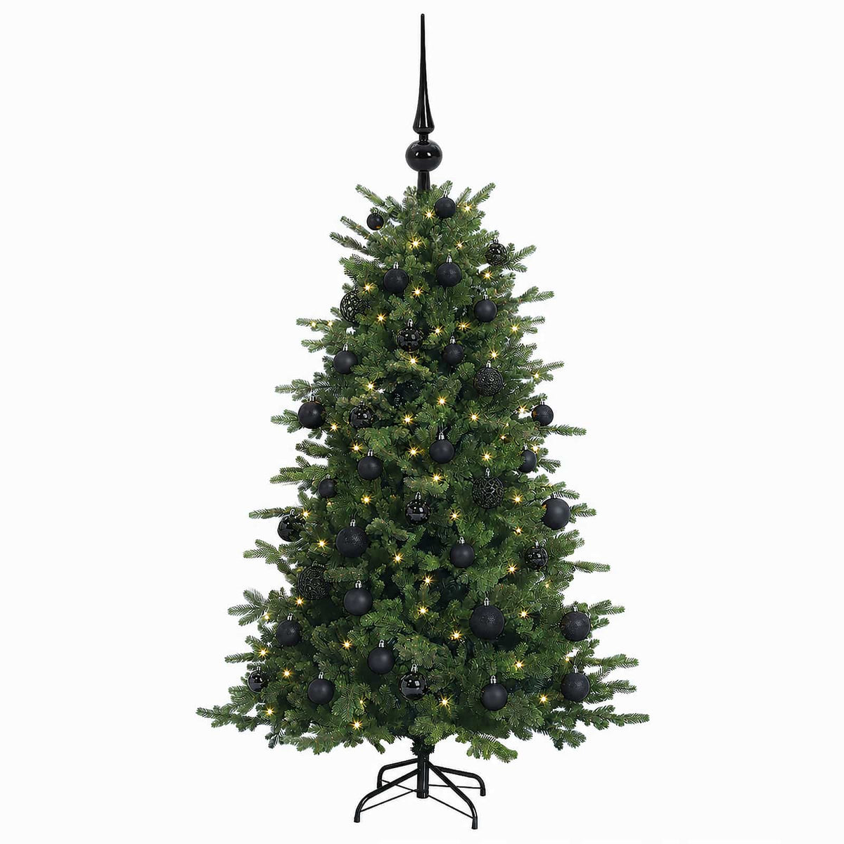 Műkarácsonyfa gömbbel 150 cm 150 LED Meleg fehér PVC és fém 4