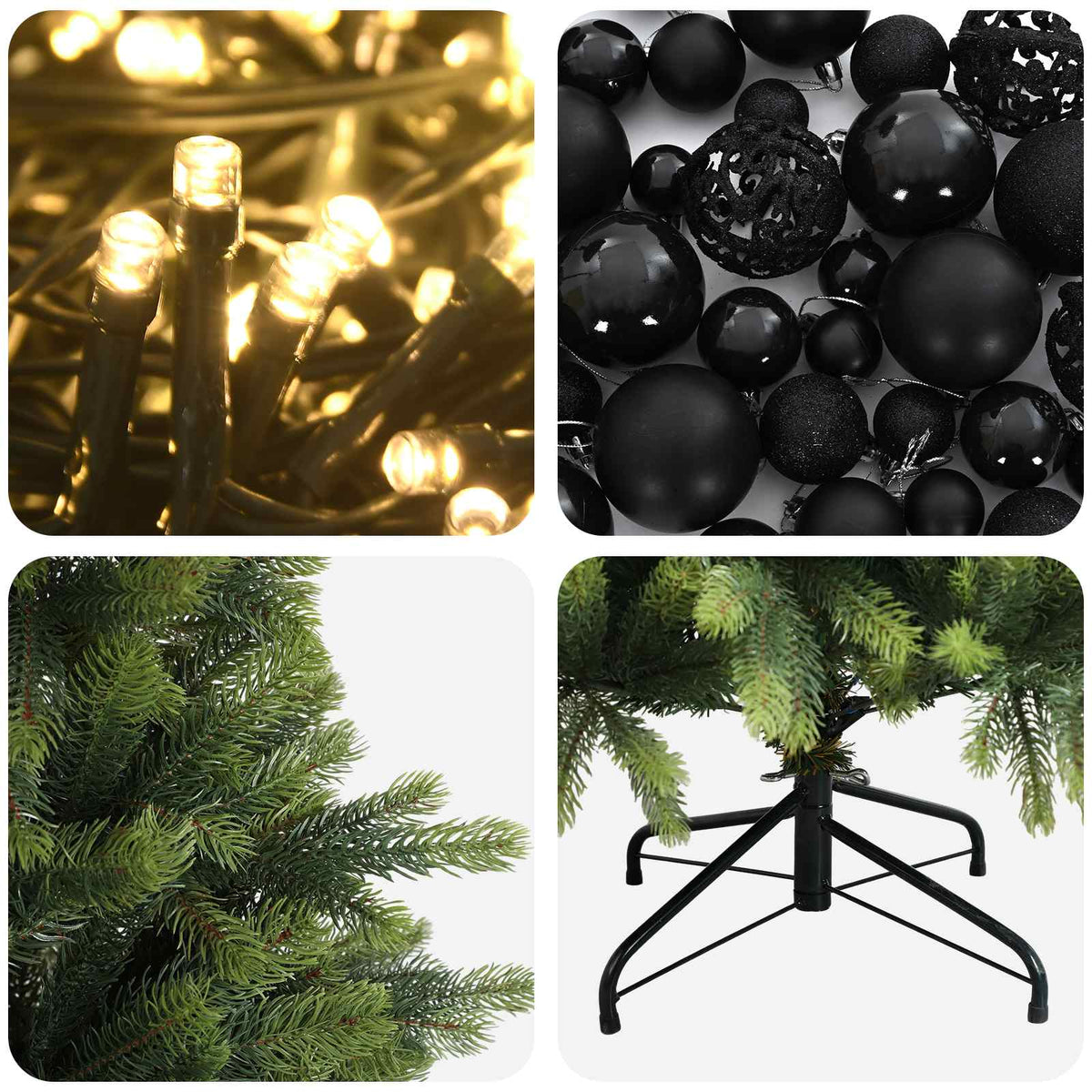 Műkarácsonyfa gömbbel 120 cm 150 LED Meleg fehér PVC és fém 7