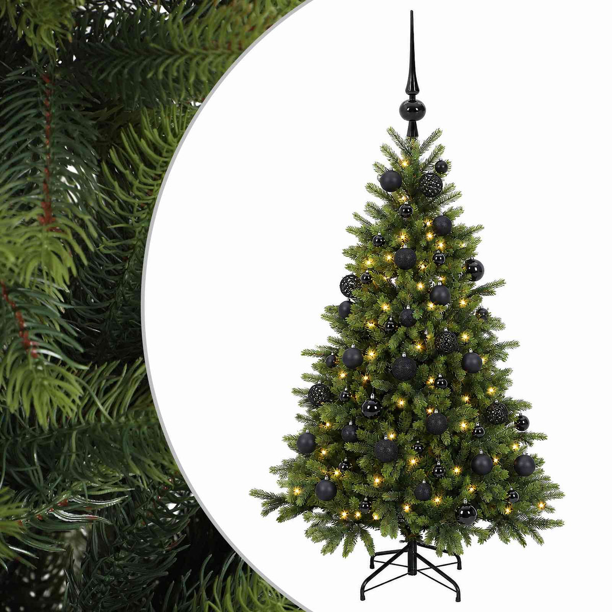 Műkarácsonyfa gömbbel 120 cm 150 LED Meleg fehér PVC és fém 2