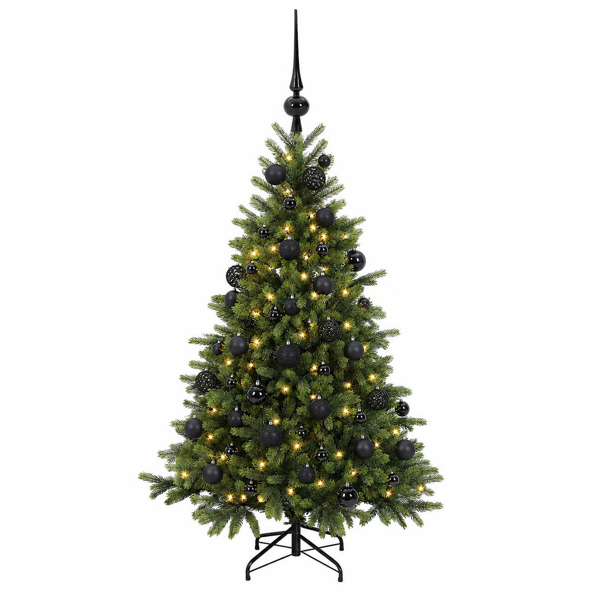 Műkarácsonyfa gömbbel 120 cm 150 LED Meleg fehér PVC és fém 4