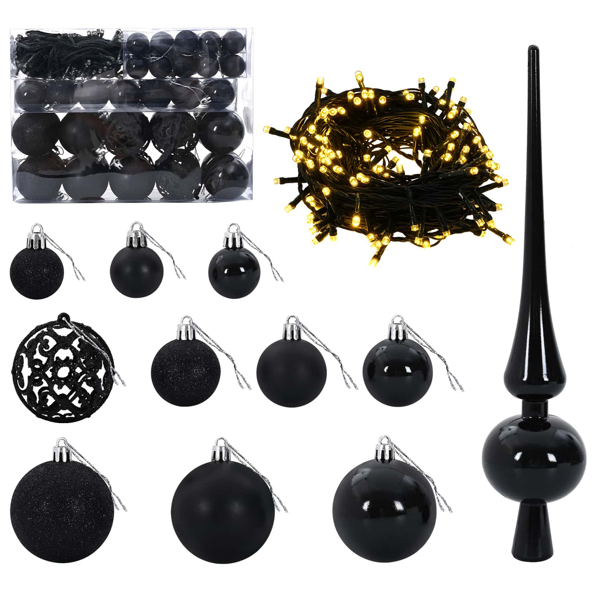 Műkarácsonyfa gömbbel 120 cm 150 LED Meleg fehér PVC és fém 6