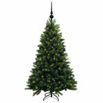 Műfenyő gömbökkel 120 cm 150 LED Meleg fehér PVC és fém Zöld 4