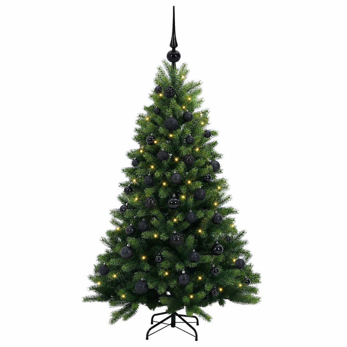 Műfenyő gömbökkel 120 cm 150 LED Meleg fehér PVC és fém Zöld 4