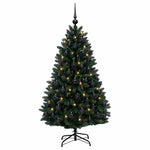Sötétzöld műfenyő gömbökkel 150 cm 150 LED Meleg fehér 4