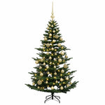Műkarácsonyfa gömbbel 150 cm 150 LED Meleg fehér PE és PVC Zöld 4