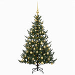 Műkarácsonyfa gömbbel 150 cm 150 LED Meleg fehér PVC és fém 4