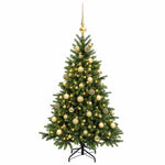 Műkarácsonyfa gömbbel 120 cm 150 LED Meleg fehér PVC és fém 4
