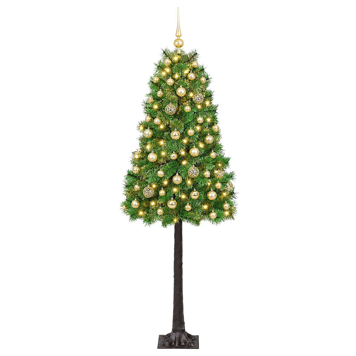 Mű zsanéros karácsonyfa gömbökkel 120 cm 150 LED Meleg fehér 4