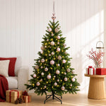 Műkarácsonyfa gömbbel 120 cm 150 LED Meleg fehér PVC és fém