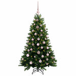 Műfenyő gömbökkel 120 cm 150 LED Meleg fehér PVC és fém Zöld 4