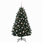 Sötétzöld műkarácsonyfa gömbökkel 150 cm 150 LED Meleg fehér 4