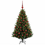 Műfenyő gömbökkel 150 cm 150 LED Meleg fehér PVC és fém Zöld 4