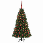 Műfenyő gömbökkel 120 cm 150 LED Meleg fehér PVC és fém Zöld 4