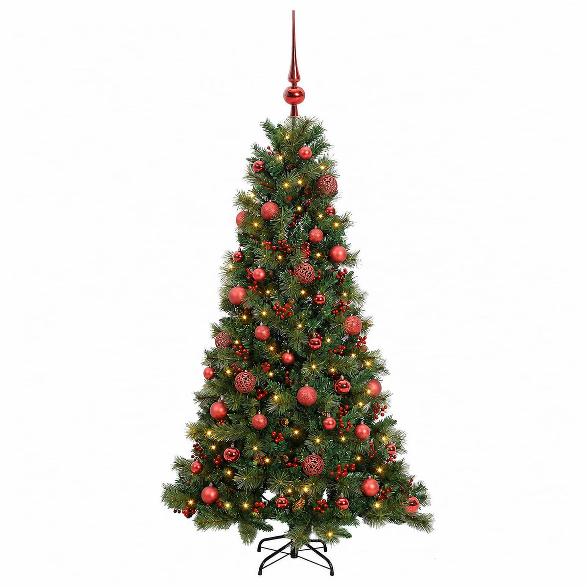 Műkarácsonyfa gömbbel 120 cm 150 LED Meleg fehér PVC és fém 4