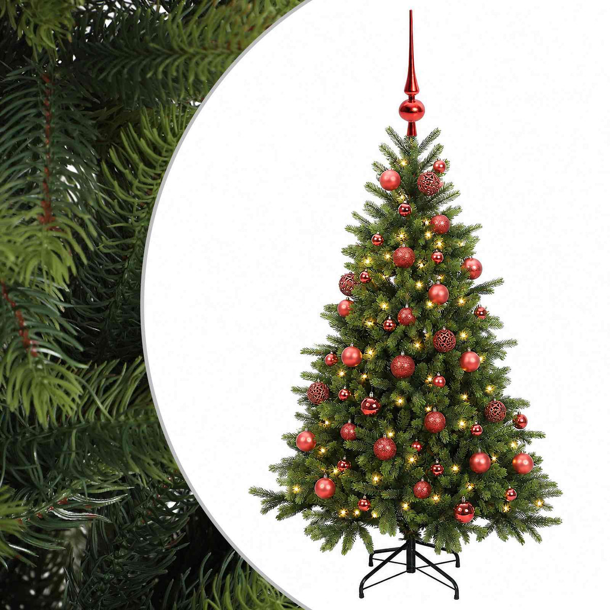 Műkarácsonyfa gömbbel 120 cm 150 LED Meleg fehér PVC és fém 2