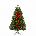 Műkarácsonyfa középzöld gömbökkel 150 cm 150 LED Meleg fehér 4