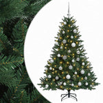 Műkarácsonyfa gömbbel 150 cm 150 LED Meleg fehér PVC és fém 2