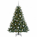Műkarácsonyfa gömbbel 150 cm 150 LED Meleg fehér PVC és fém 4