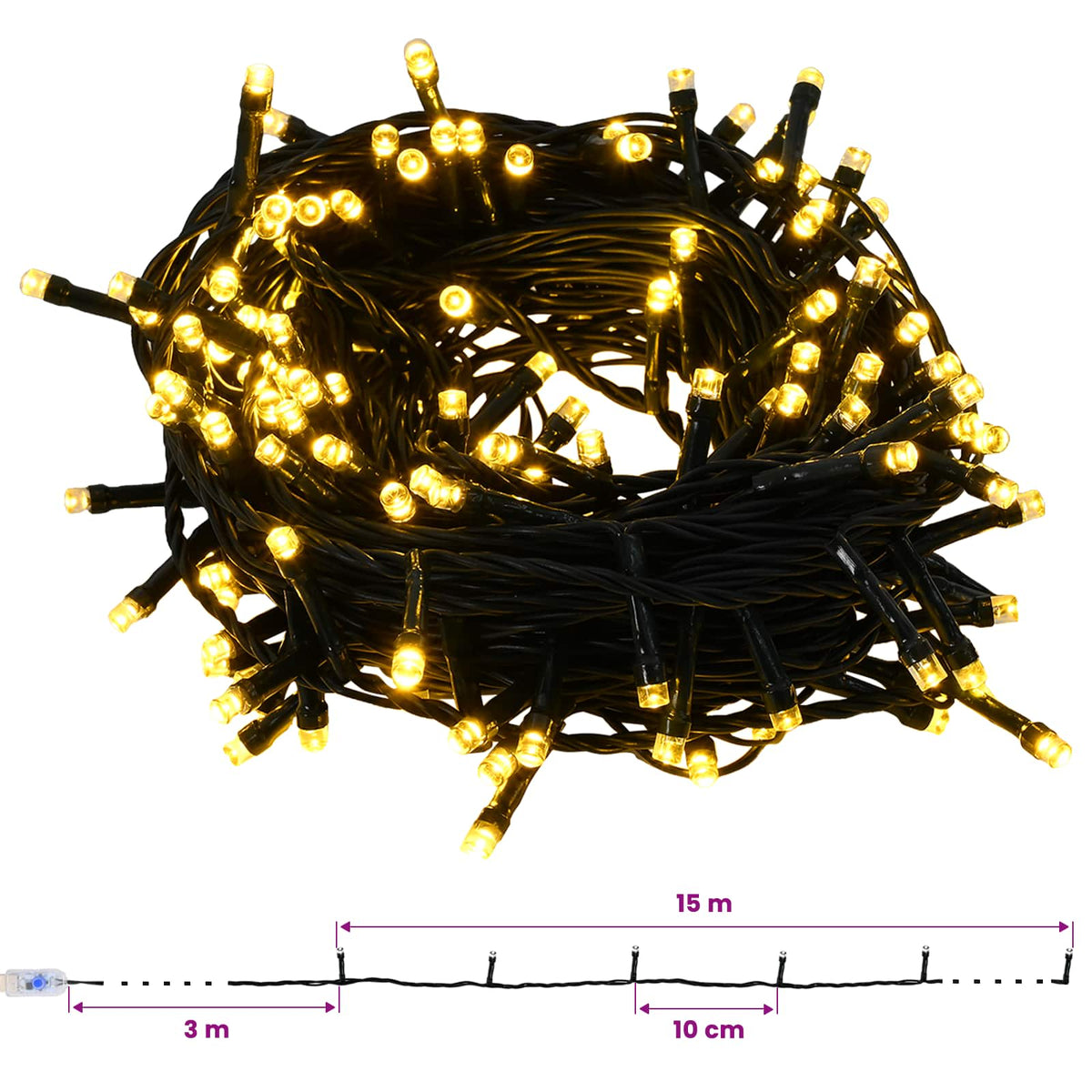 Műkarácsonyfa gömbbel 150 cm 150 LED Meleg fehér PVC és fém 13