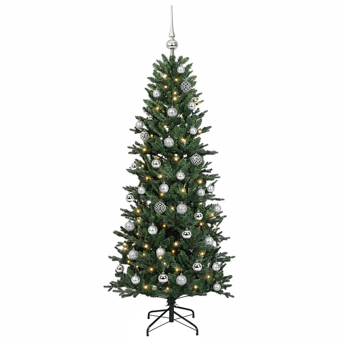 Műkarácsonyfa gömbbel 120 cm 150 LED Meleg fehér PVC és PE Zöld 4