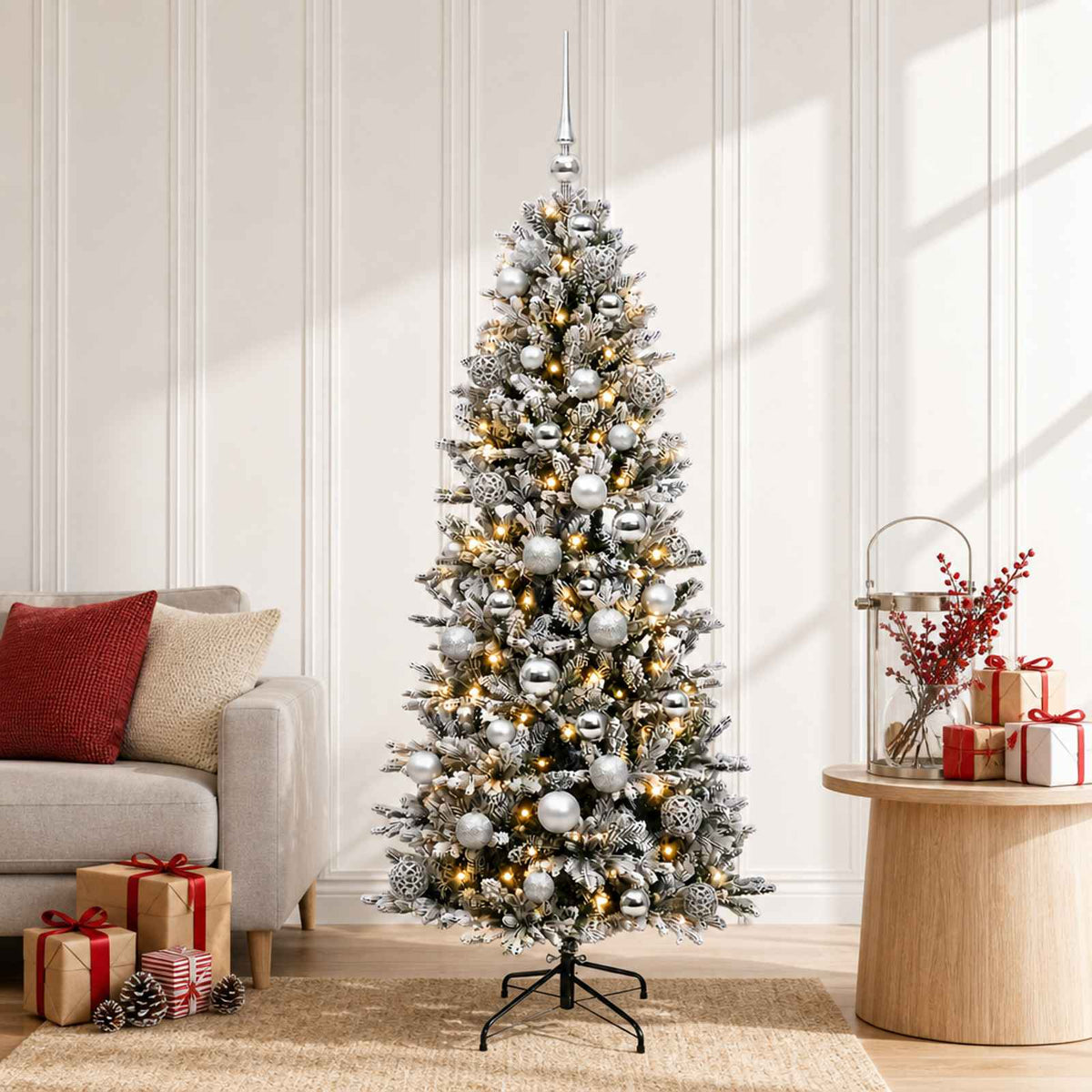 Műkarácsonyfa gömbbel 120 cm 150 LED Meleg fehér PVC és PE 3