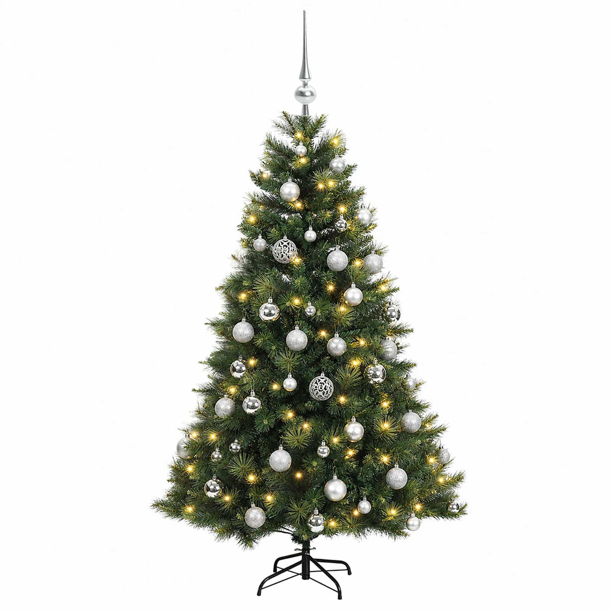 Műkarácsonyfa gömbbel 120 cm 150 LED Meleg fehér PVC és fém 4