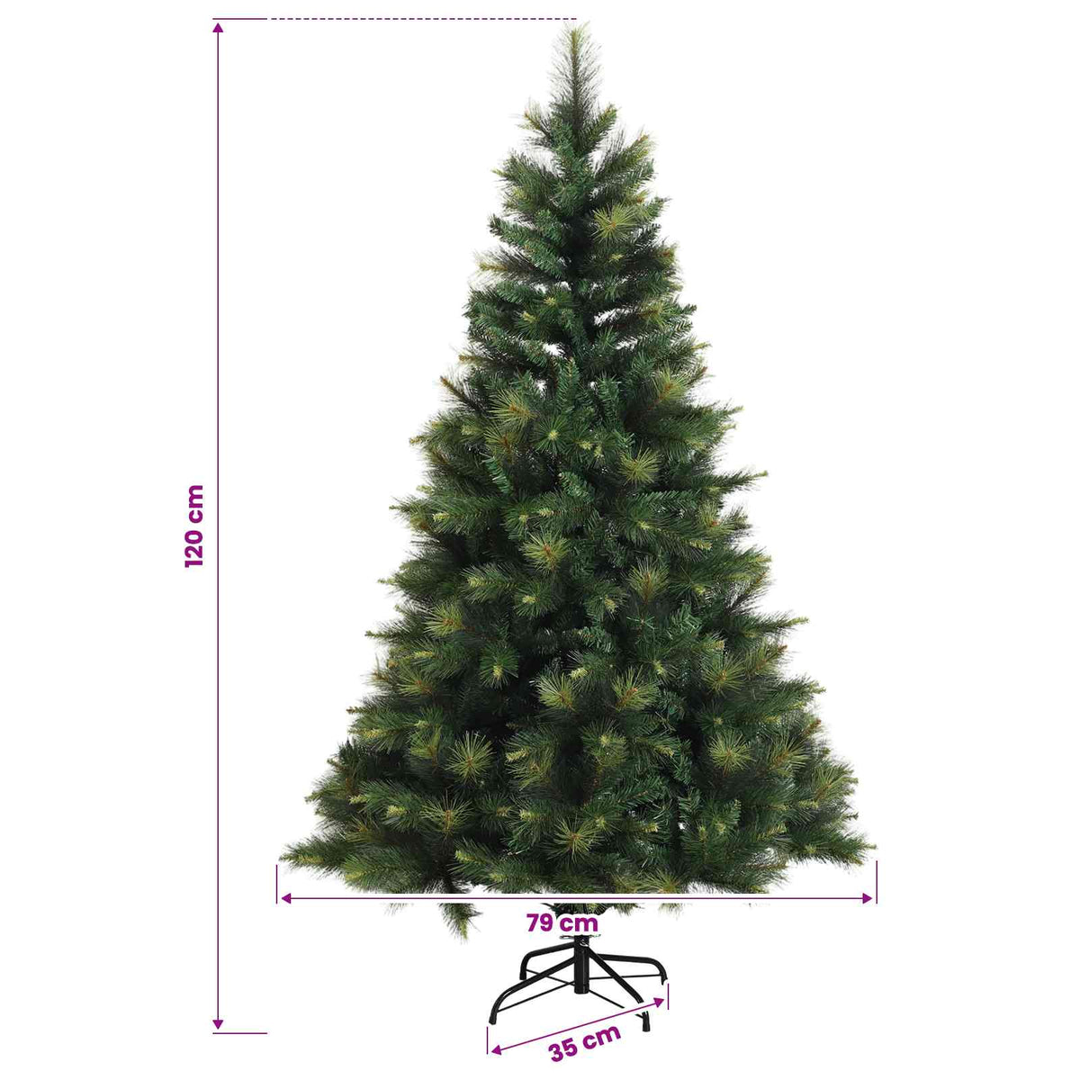 Műkarácsonyfa gömbbel 120 cm 150 LED Meleg fehér PVC és fém 11