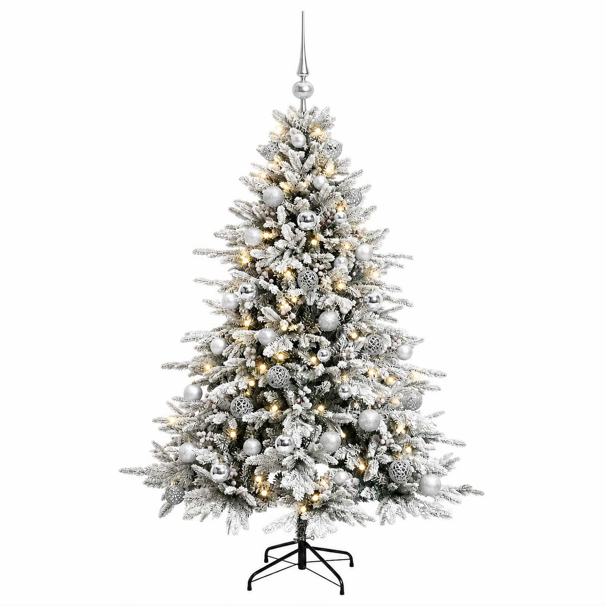 Műkarácsonyfa gömbbel 150 cm 150 LED Meleg fehér PVC és fém 4