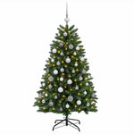 Műkarácsonyfa középzöld gömbökkel 150 cm 150 LED Meleg fehér 4