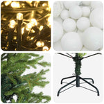Műfenyő gömbökkel 150 cm 150 LED Meleg fehér PVC és fém Zöld 7