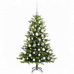 Műfenyő gömbökkel 150 cm 150 LED Meleg fehér PVC és fém Zöld 4