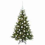Műkarácsonyfa gömbbel 120 cm 150 LED Meleg fehér PVC és fém 4