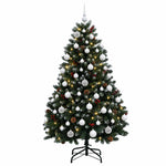 Zöld műkarácsonyfa gömbökkel 150 cm 150 LED Meleg fehér 4