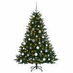 Műkarácsonyfa gömbbel 120 cm 150 LED Meleg fehér PVC és fém 4