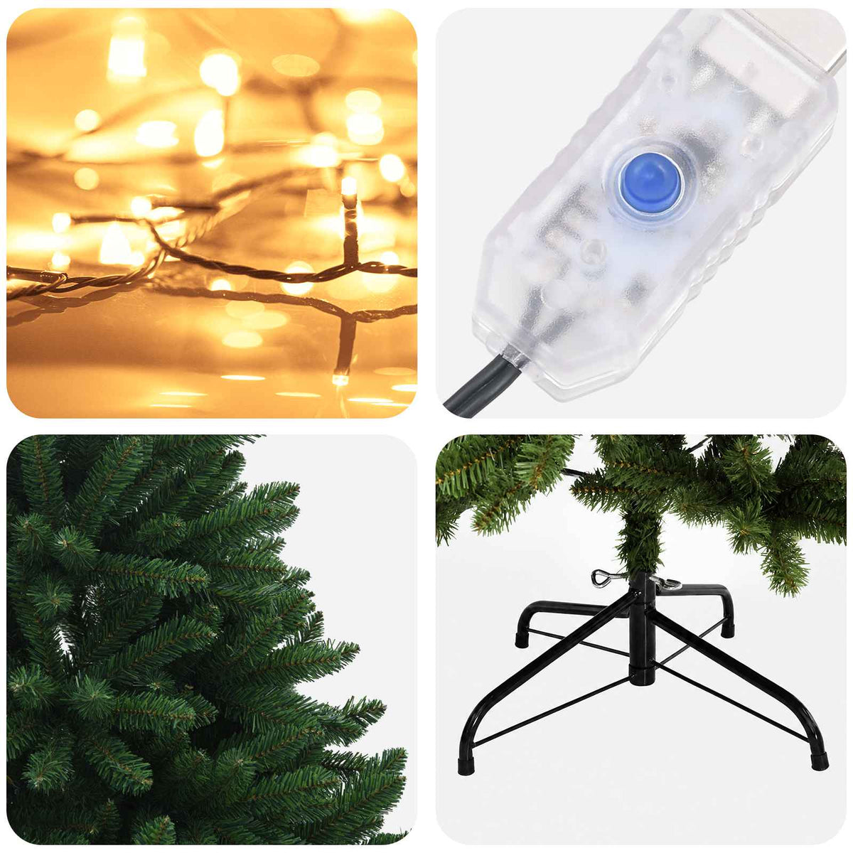 Műanyag Hajtogatós Karácsonyfa 210 cm 300 LED Meleg fehér 7