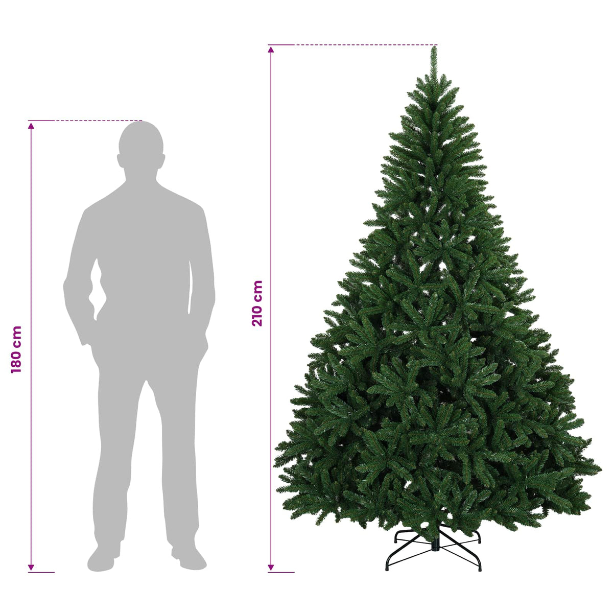 Műanyag Hajtogatós Karácsonyfa 210 cm 300 LED Meleg fehér 11