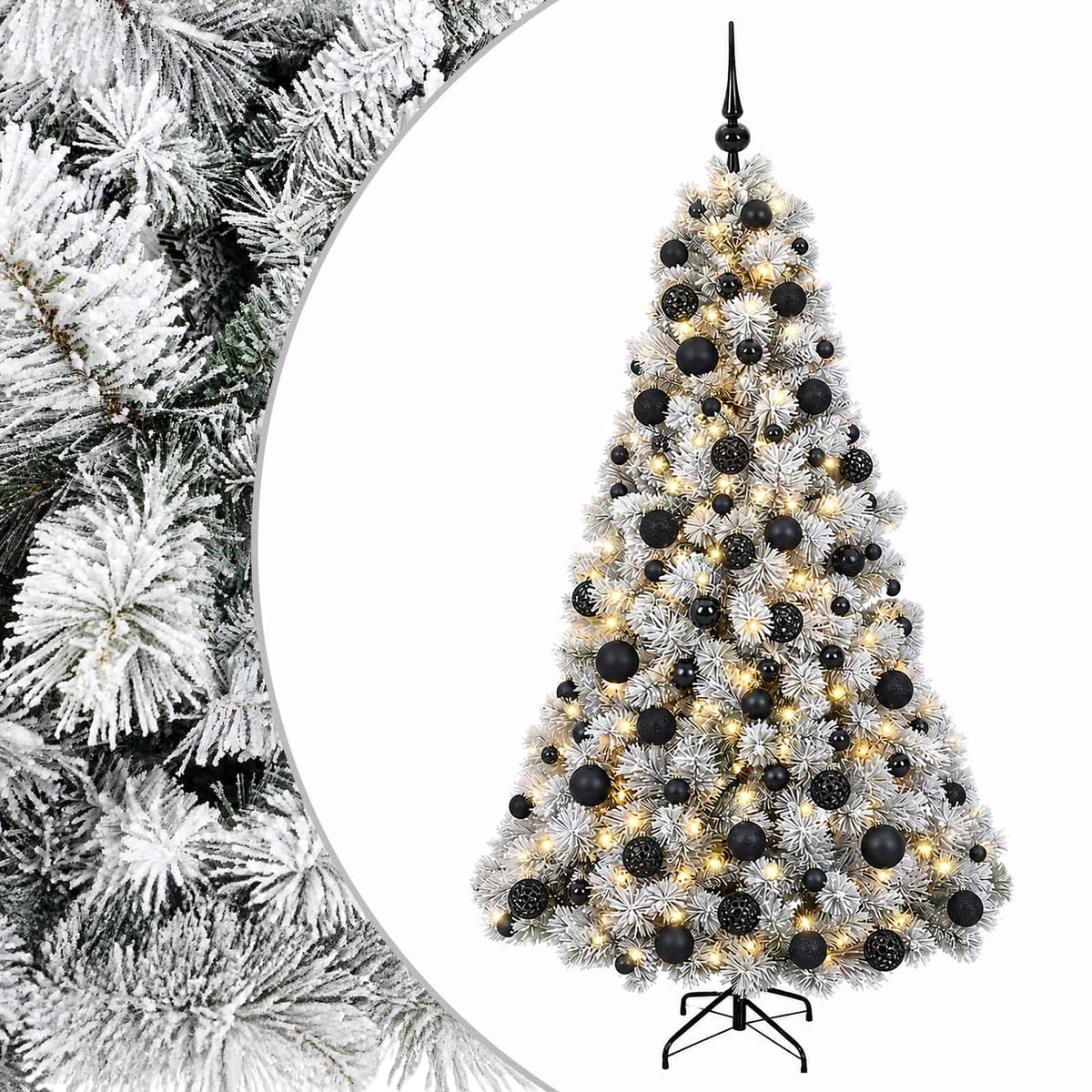 Műkarácsonyfa gömbbel 240 cm 300 LED Meleg fehér PVC és fém 2
