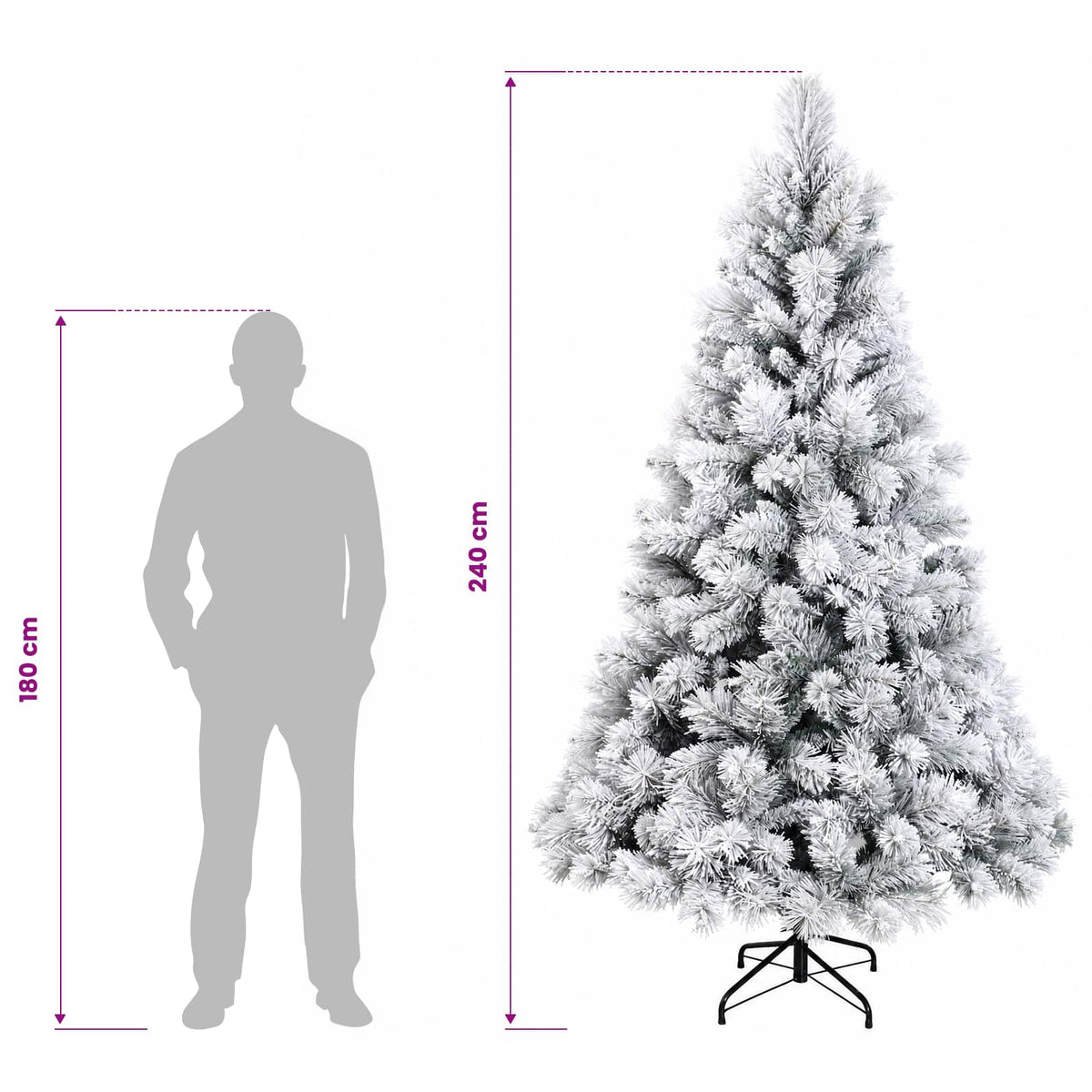 Műkarácsonyfa gömbbel 240 cm 300 LED Meleg fehér PVC és fém 14