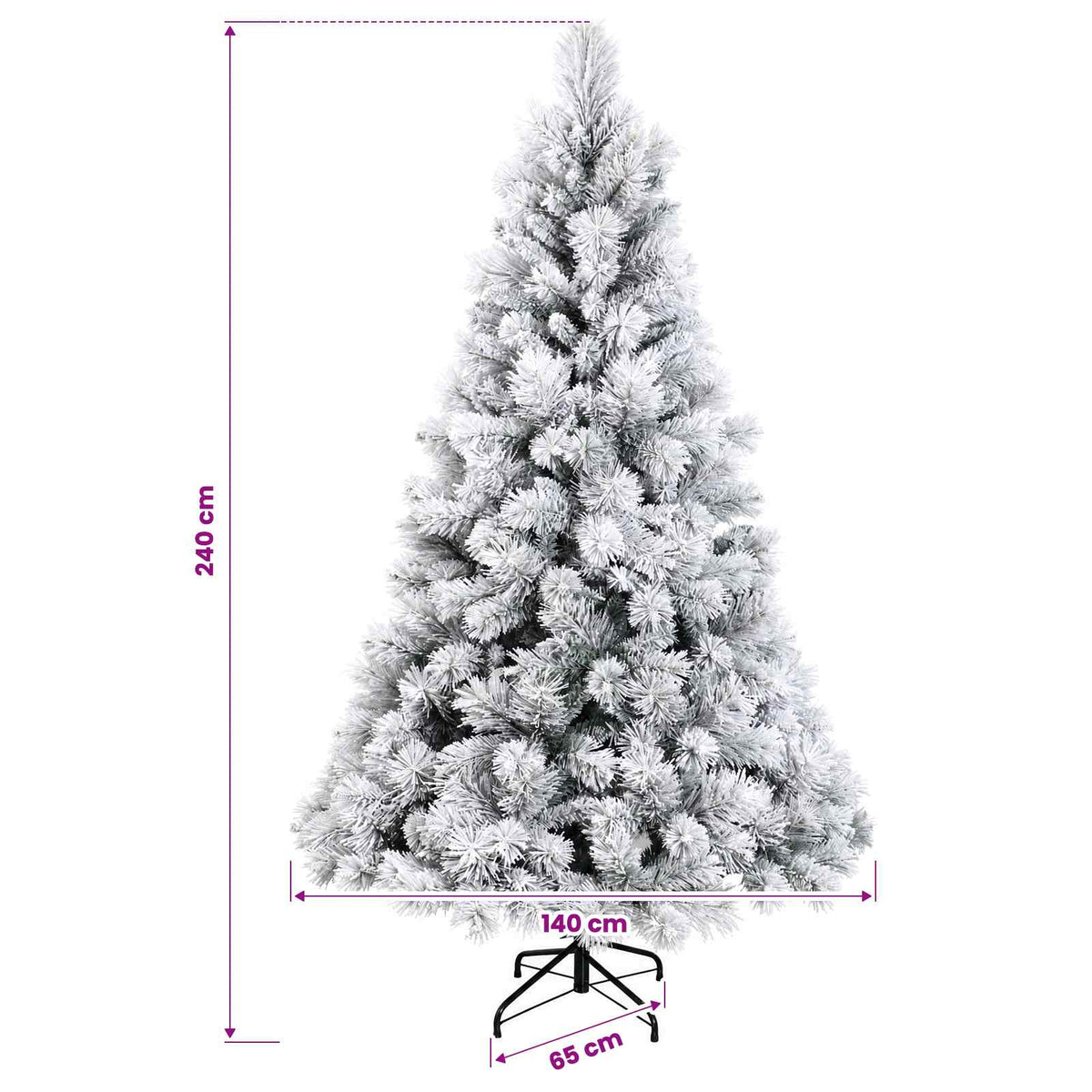 Műkarácsonyfa gömbbel 240 cm 300 LED Meleg fehér PVC és fém 11