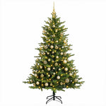 Műfenyő gömbökkel 240 cm 300 LED Meleg fehér PVC és fém Zöld 4